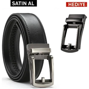 Yeni Erkek Otomatik Tokalı Raylı Deliksiz Kemer ( Yedek Toka Hedıye )