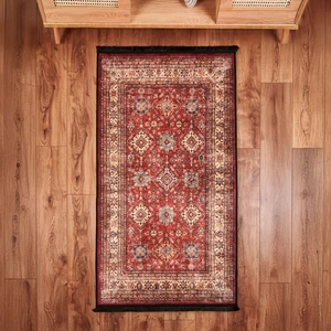 Soft Line Afgan Desenli Halı - Kırmızı - 80X150 cm