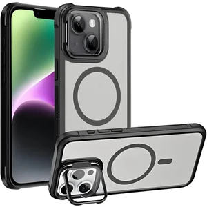 iPhone 13/14/15 Uyumlu Standlı Kamera Kısmı Cam Korumalı Arkası Mat Renkli Magsafe Kılıf