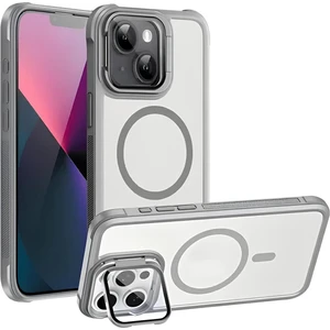 iPhone 13/14/15 Uyumlu Standlı Kamera Kısmı Cam Korumalı Arkası Mat Renkli Magsafe Kılıf
