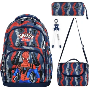 Alpha Club Bag Örümcek Adam Spider Figürlü 3'lü Takım Lüks Ilkokul Çantası