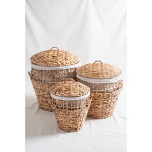 Soléa Hasır 3'lü Kapaklı Sepet Seti