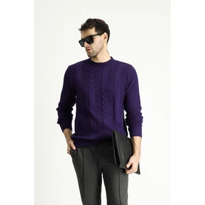 Bisiklet Yaka Slim Fit Dar Kesim Desenli Triko Kazak