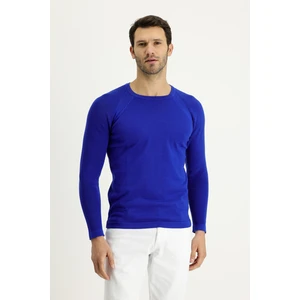 Bisiklet Yaka Slim Fit Dar Kesim Desenli Pamuklu Triko Kazak