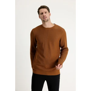 Bisiklet Yaka Slim Fit Dar Kesim Desenli Pamuklu Triko Kazak