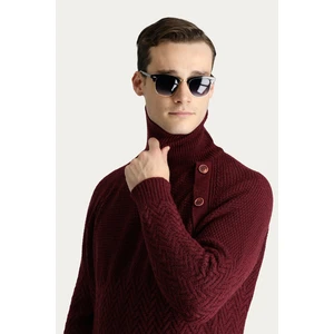 Balıkçı Yaka Slim Fit Dar Kesim Desenli Yünlü Triko Kazak