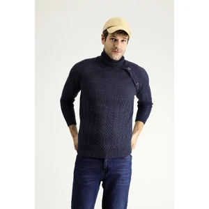 Balıkçı Yaka Slim Fit Dar Kesim Desenli Yünlü Triko Kazak