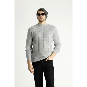 Bisiklet Yaka Slim Fit Dar Kesim Desenli Triko Kazak