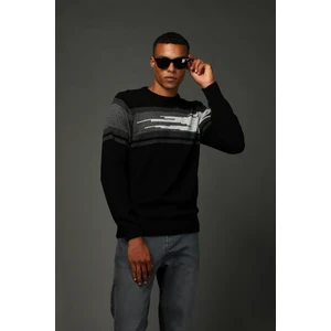 Bisiklet Yaka Regular Fit Çizgili Triko Kazak