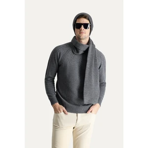 Yarım Balıkçı Yaka Slim Fit Dar Kesim Dikişsiz Desenli Triko Kazak