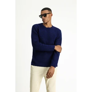 Bisiklet Yaka Regular Fit Çizgili Triko Kazak