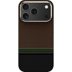 iPhone 17 Pro Max Uyumlu Kılıf M-Safe Şarjlı Karbon Fiber Benks Prestige Armorpro Kevlar Kapak Gold