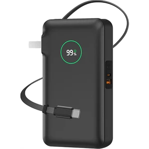 WI-P049 Noble Serisi Type-C Kablolu Dijital LED Göstergeli Powerbank Pd 35W 10000MAH Siyah