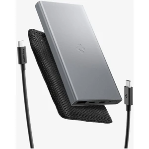 10000 mAh Slim Alüminyum Kasa 22.5W USB-C + USB-A Giriş / Çıkış Hızlı Şarj 3 Portlu Powerbank / 1 Metre Type-C Harici Kablolu Taşınabilir Şarj Cihazı + Taşıma Çantası EA2210 Gray - ABA09432