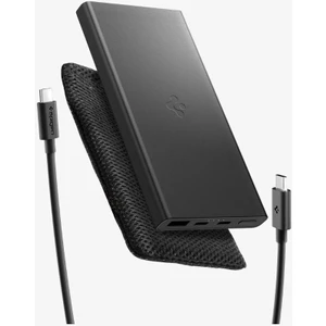 10000 mAh Slim Alüminyum Kasa 22.5W USB-C + USB-A Giriş / Çıkış Hızlı Şarj 3 Portlu Powerbank / 1 Metre Type-C Harici Kablolu Taşınabilir Şarj Cihazı + Taşıma Çantası EA2210 Black - ABA09431