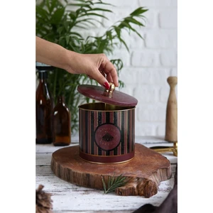 ER146-9E Circus Black Desenli Yuvarlak Metal Saklama Kabı 17.5 cm