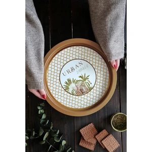 EE197-7I Forrest Yellow Urban Desenli Yuvarlak Tepsi 31.5 cm