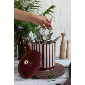 ER143-1F Circus Cream Desenli Yuvarlak Metal Saklama Kabı 14 cm