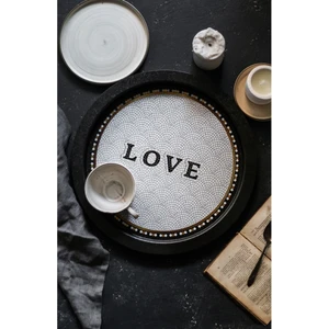 EE197-1E Mosaic Love Desenli Yuvarlak Tepsi 31.5 cm