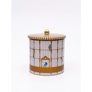 ER147-T7 Bird Cage Desenli Yuvarlak Metal Saklama Kabı 17.5 cm
