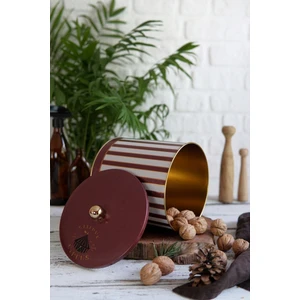 ER147-1F Circus Cream Desenli Yuvarlak Metal Saklama Kabı 17.5 cm