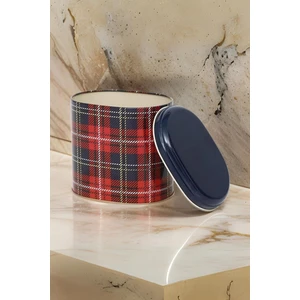 Ekose Desenli Kırmızı Oval Saklama Kabı 108X150X130 mm 1,7 Lt EF004-F9