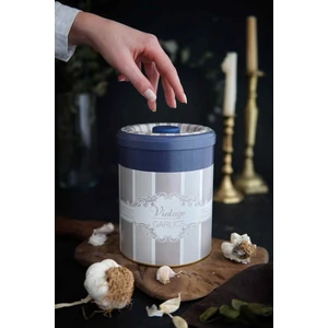 ER188-4D Elegance Garlics Desenli Yuvarlak Metal Saklama Kabı 14 cm