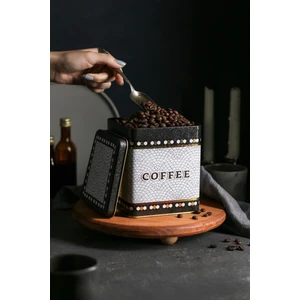 ER024-7D Mosaic Coffee Desenli Kare Metal Saklama Kabı 12X12 cm