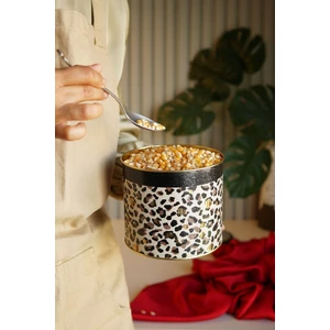 ER142-V4 Leo Desenli Yuvarlak Metal Saklama Kabı 14 cm