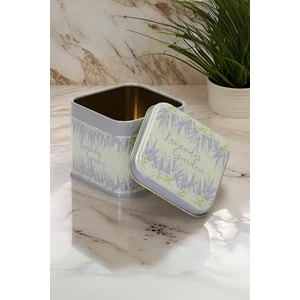 Lavanta Desenli Kare Çok Amaçlı Metal Erzak Saklama Kabı 0.7 lt - Çok Renkli