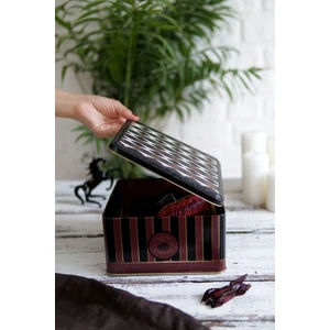 ER028-9E Circus Black Desenli Kare Metal Saklama Kabı 20X20 cm