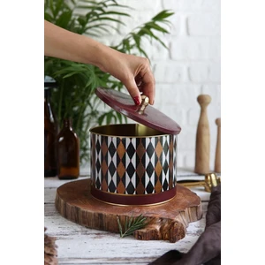 ER145-T8 Circus Desenli Yuvarlak Metal Saklama Kabı 17.5 cm