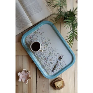 EE164-9F Botanica Blue Desenli Dikdörtgen Tepsi 29X40 cm