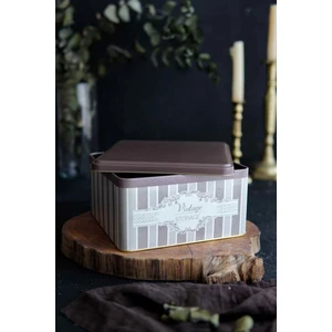 ER028-6B Elegance Coffee Desenli Kare Metal Saklama Kabı 20X20 cm