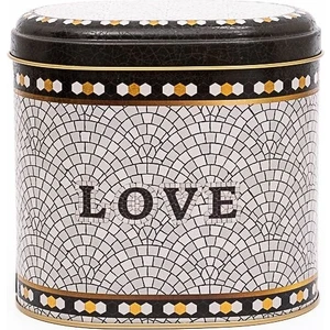 ER004-1E Mosaic Love Desenli Oval Metal Saklama Kabı 11X15 cm