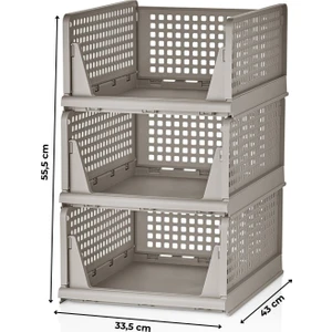 3'lü Modüler Kayar Raflı Dolap Içi Düzenleyici Seti, Toprak