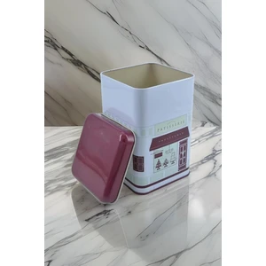 EF022-F7 Patisserie Home Desenli Kare Metal Saklama Kabı 11X11 cm