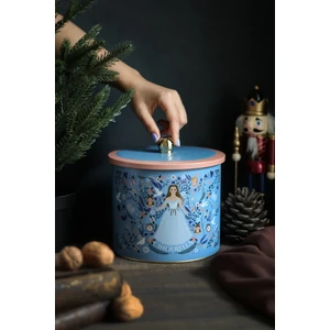 ER146-U9 Tales Cinderella Desenli Yuvarlak Metal Saklama Kabı 17.5 cm