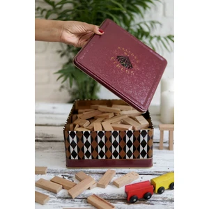 ER029-T8 Circus Desenli Kare Metal Saklama Kabı 24X24 cm