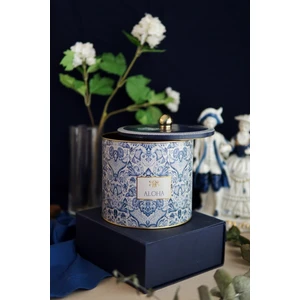 ER146-3H Azulejos Aloha Desenli Yuvarlak Metal Saklama Kabı 17.5 cm