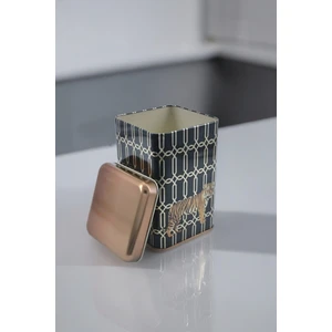 EF022-F3 Safari Tiger Desenli Kare Metal Saklama Kabı 11X11 cm