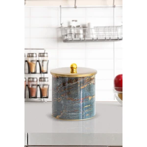 Taş Desenli Yuvarlak Çok Amaçlı Metal Erzak Saklama Kabı 4.5 lt - Siyah