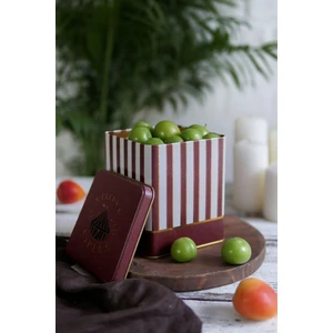 ER024-1F Circus Cream Desenli Kare Metal Saklama Kabı 12X12 cm