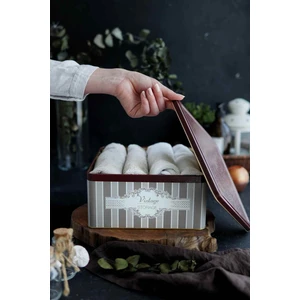 ER029-8B Elegance Burgundy Desenli Kare Metal Saklama Kabı 24X24 cm