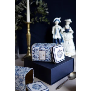 ER018-Y1 Azulejos Coffee Desenli Kare Metal Saklama Kabı 9x9 cm