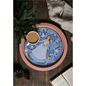 EE163-U9 Tales Cinderella Desenli Yuvarlak Tepsi 36 cm