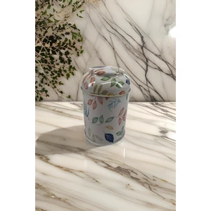 Yaprak Desenli Çay Saklama Kabı Metal 0.8 lt - Yeşil