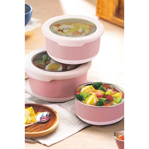 Yuvarlak Saklama Kabı 730 ml Pembe VP-935