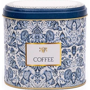 ER004-Y1 Azulejos Coffee Desenli Oval Metal Saklama Kabı 11X15 cm