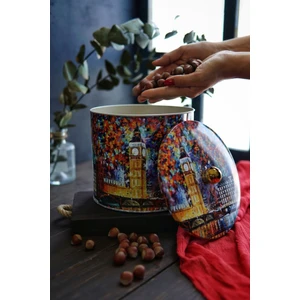 Afremov Big Ben Desenli Yuvarlak Çok Amaçlı Metal Erzak Saklama Kabı 3.9 lt - Çok Renkli